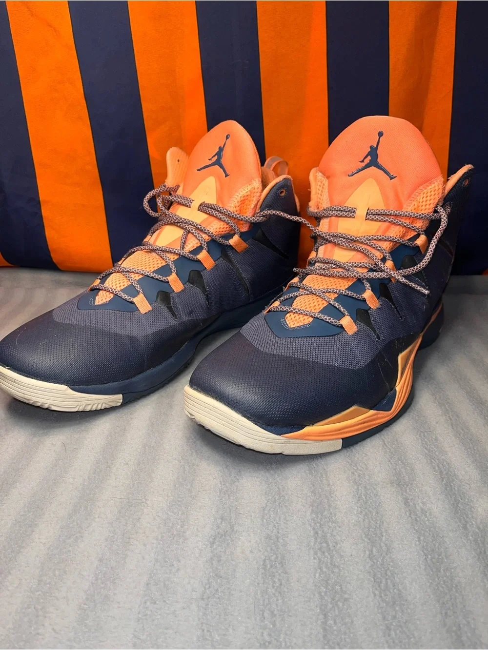 Nike Air Jordan Super Fly 2 599945-408 Dark Blue/orange Basketball Shoes Mens 18